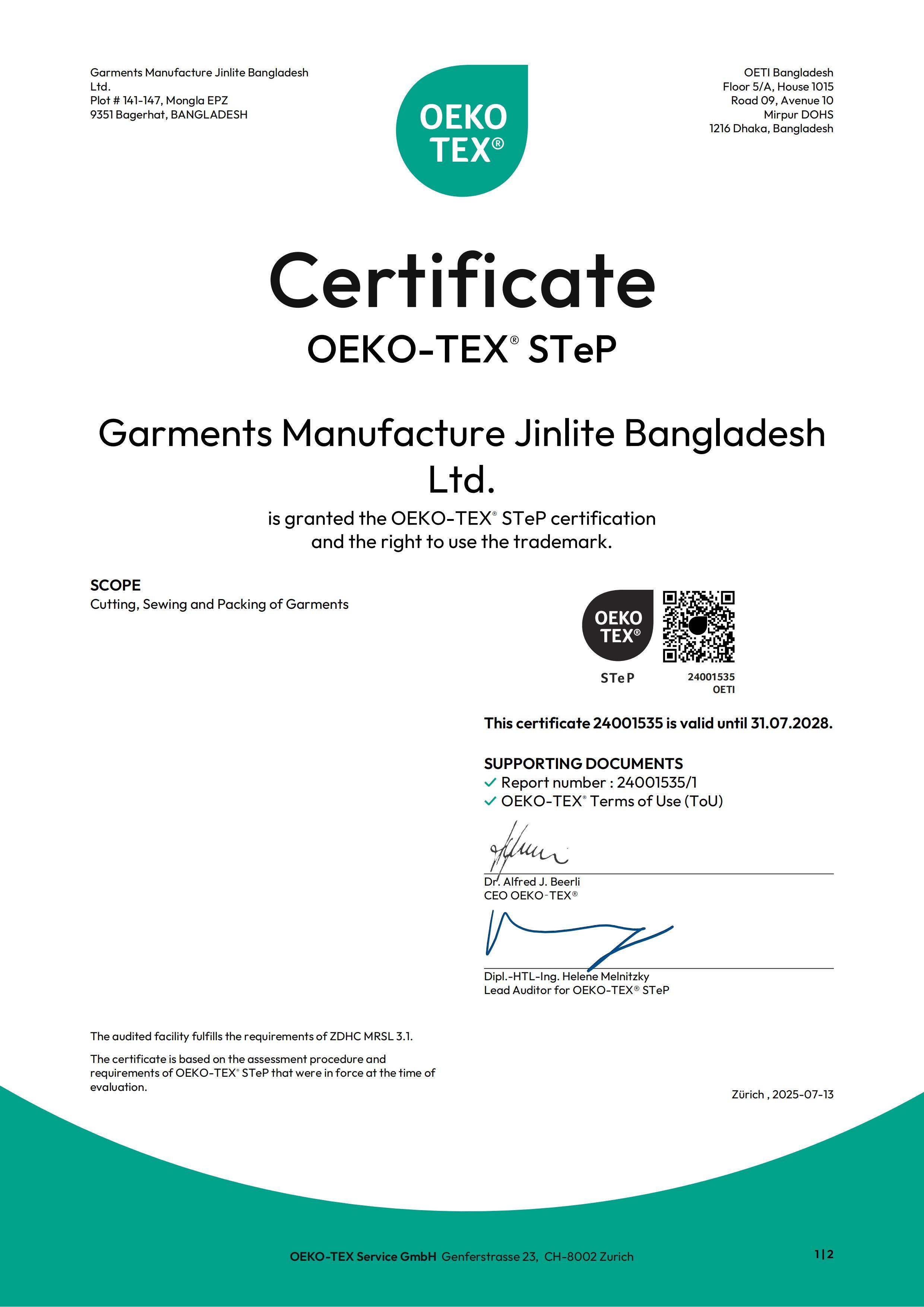 OEKO-TEX STeP OEKO-TEX STeP