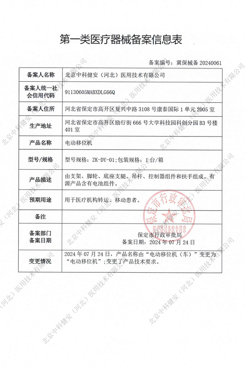 第一类医疗器械备案信息表