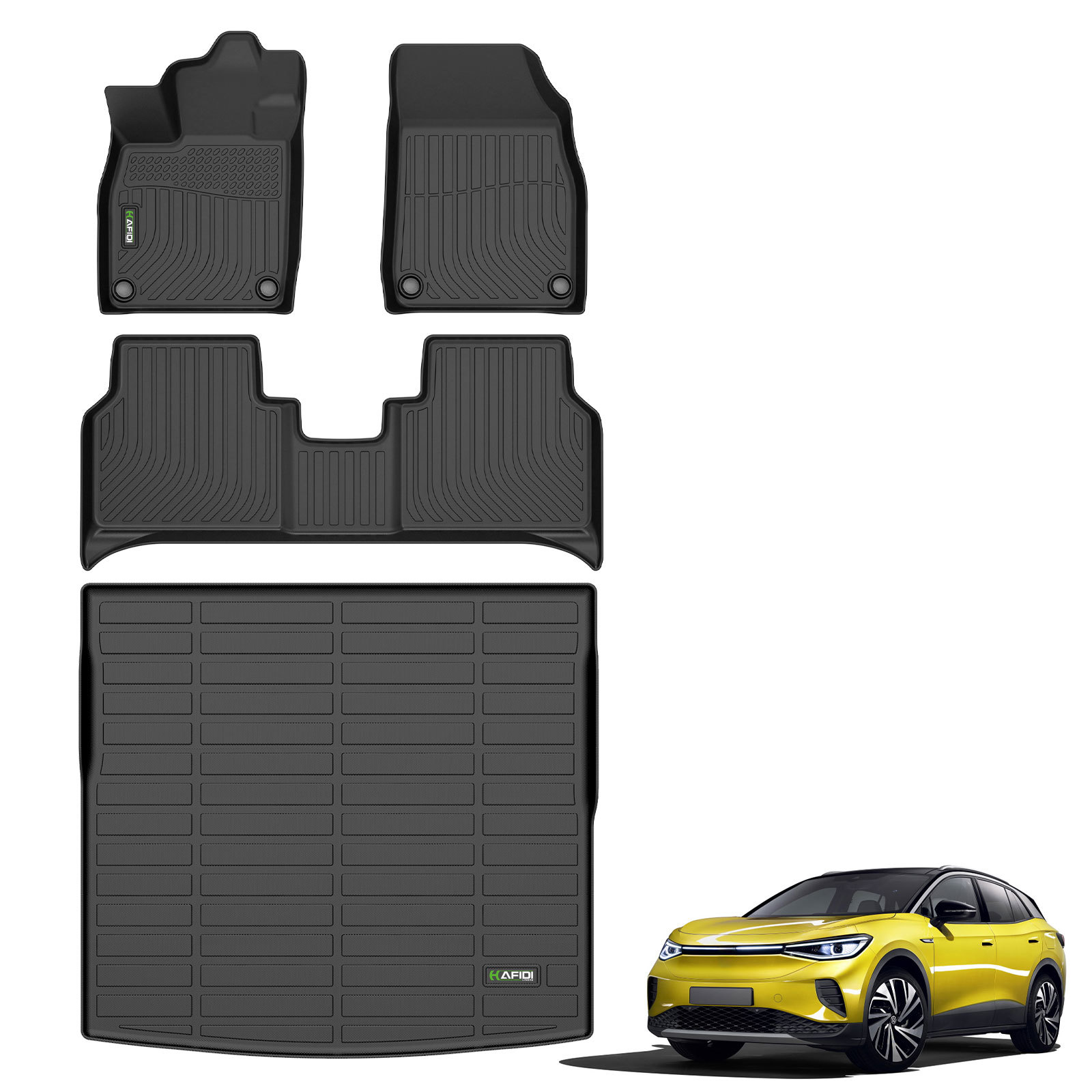 HAFIDI TPE all weather full set of  floor mats & cargo liner for Volkswagen ID4 2021-2023