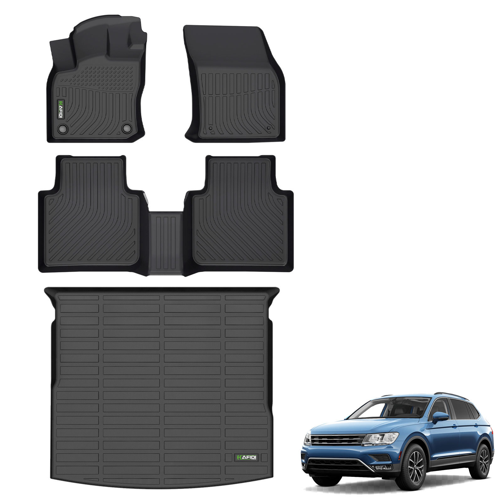 HAFIDI TPE all weather full set of  floor mats & cargo liner for Volkswagen Tiguan 5seats 2018-2024