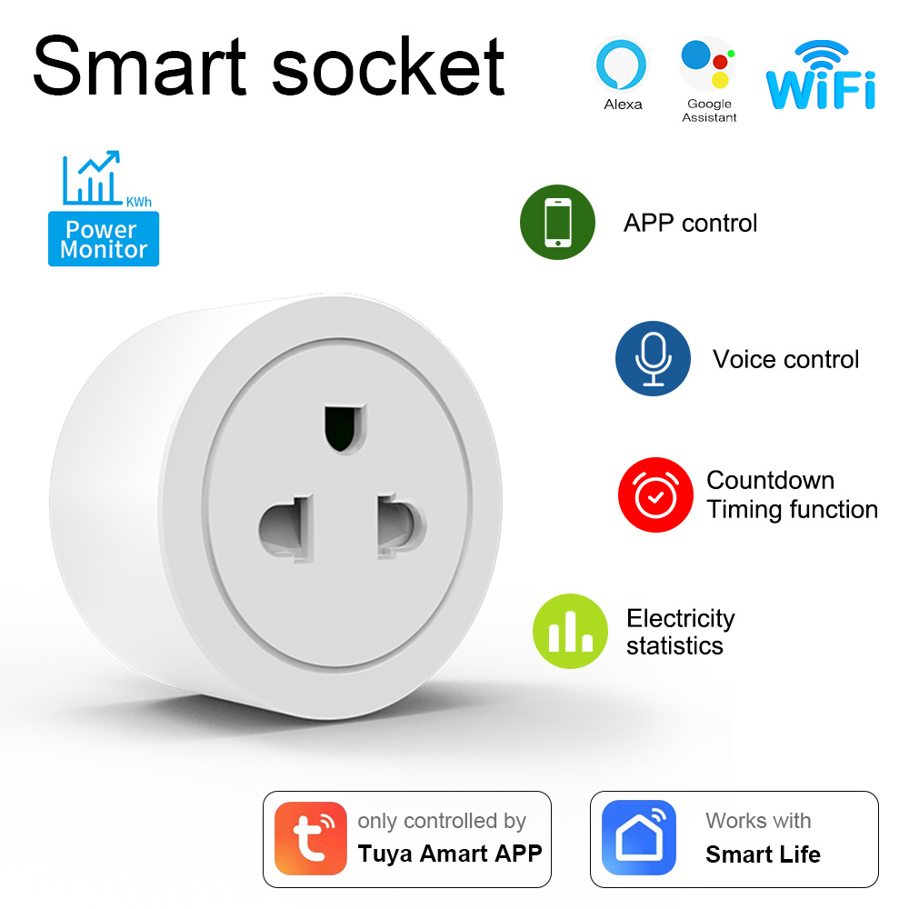 Tuya Wifi Socket Vietnamese standard plug Smart Socket Wifi switch Support smart Life App