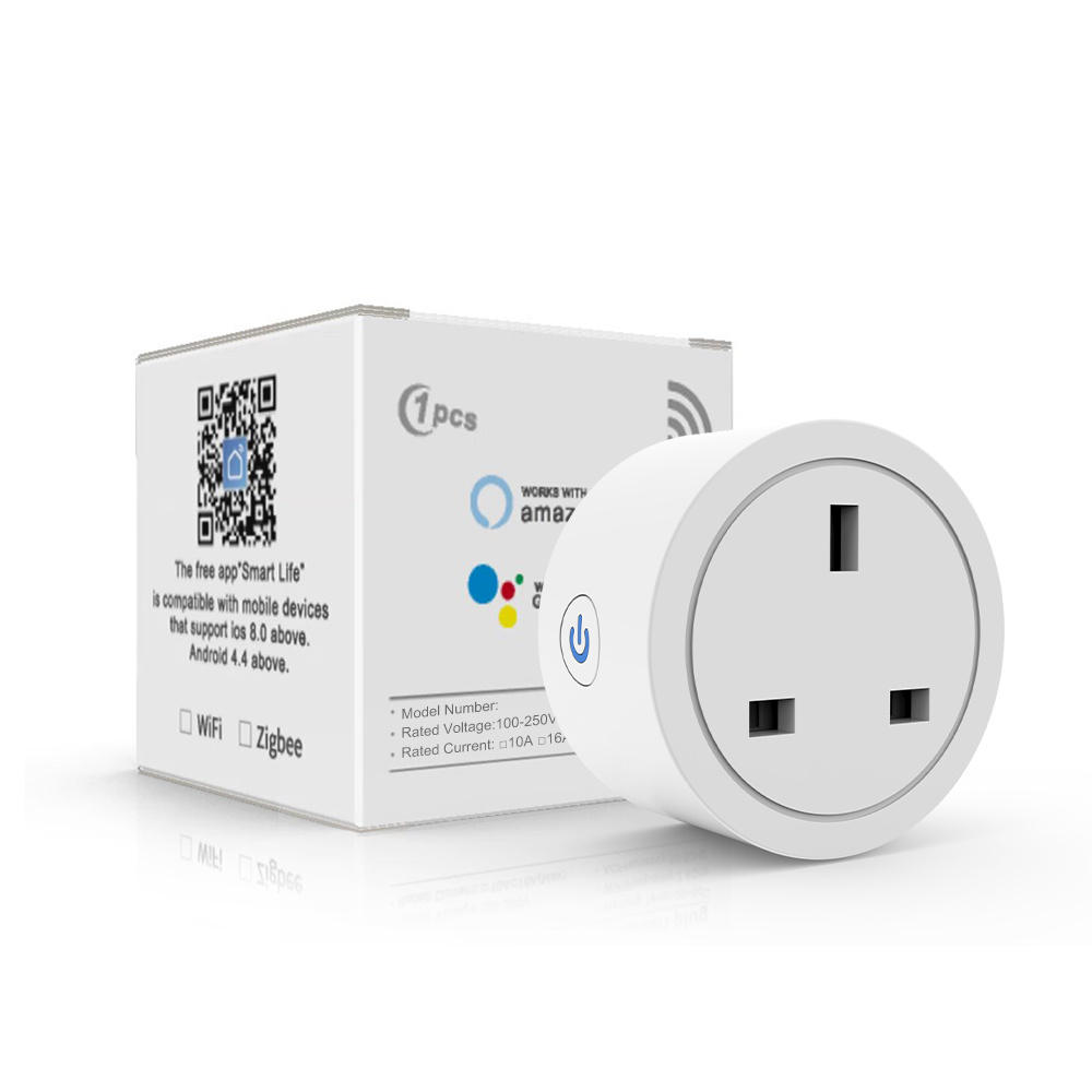 Разъем Tuya Wifi UK Plug Переключатель умной розетки с поддержкой приложения Smart Life работает с Alexa google Главная