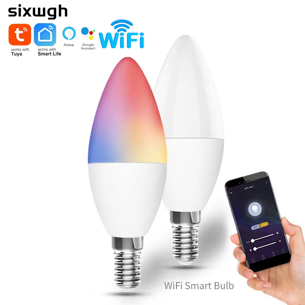 WiFi Smart Bulb 5W E14 LED RGB Белый свет с регулируемой яркостью Функция таймера Цветная лампа