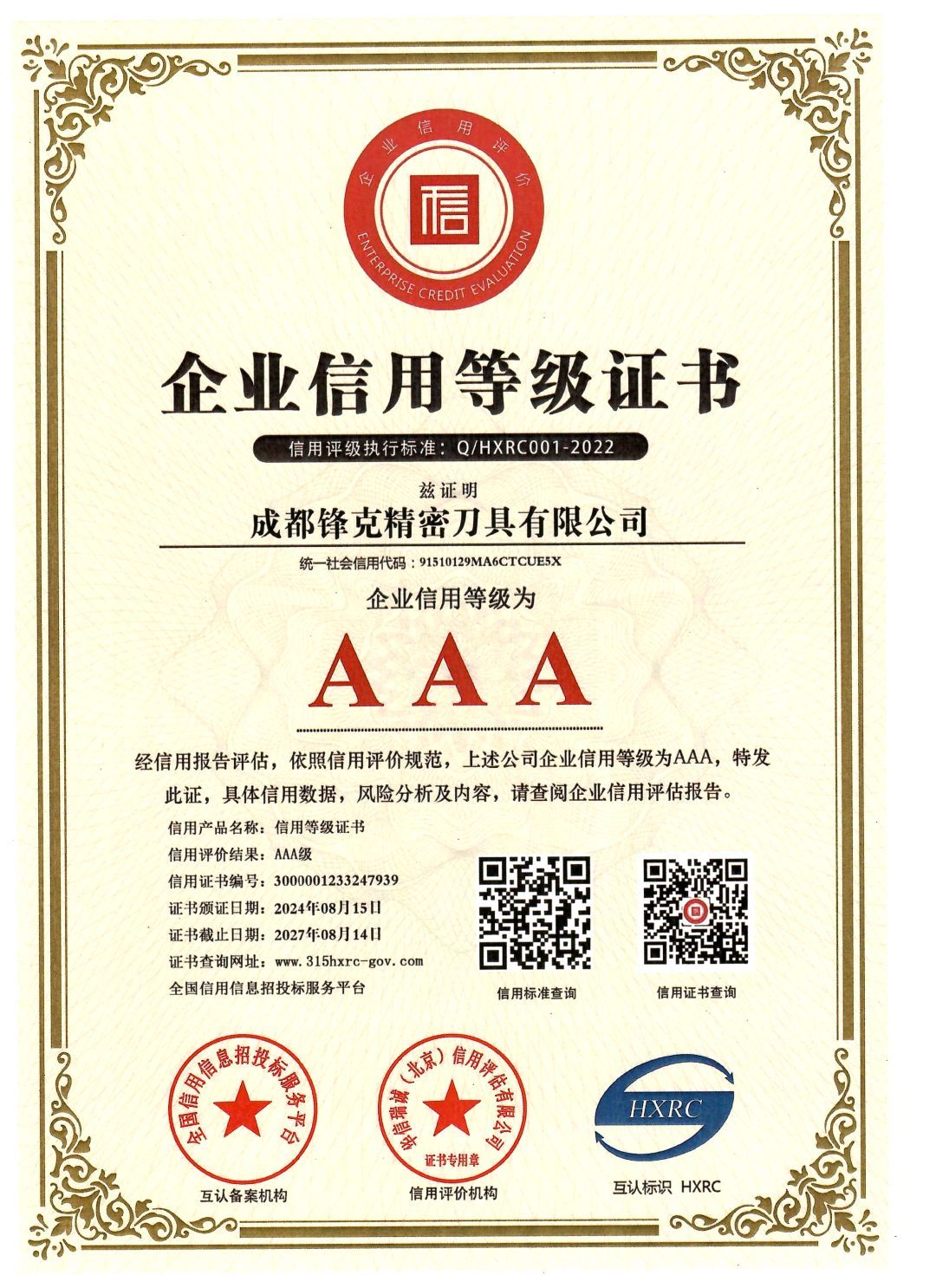 Credit rating for the AAA-level enterprises