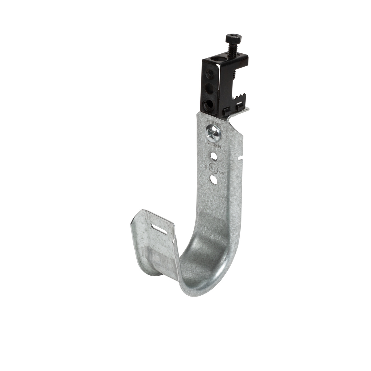 Cable Support J Hook Screw on 1/4" Black Enamel Spring Steel Beam Clamp
