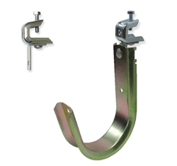 Cable Support J Hook With 1/4" Beam Clamp Attachment