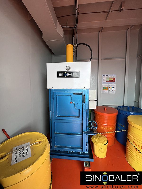 Sinobaler’s marine baler installed aboard vessel Sinobaler’s marine baler installed aboard vessel