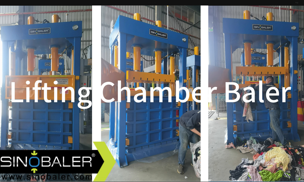 32. Efficient Lifting Chamber Baler For Used Clothes, Rags & Textile Waste SVBT2-L1.mp4