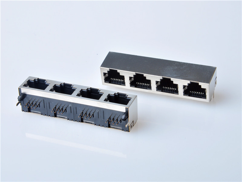 1x4Port Shielded RJ45 Modular Jack Right Angle Without LED - Product Introduction