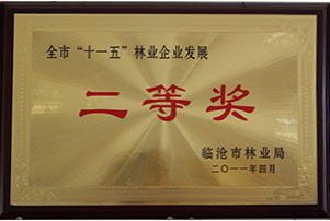 The city's "Eleventh Five-Year" second prize for forestry development