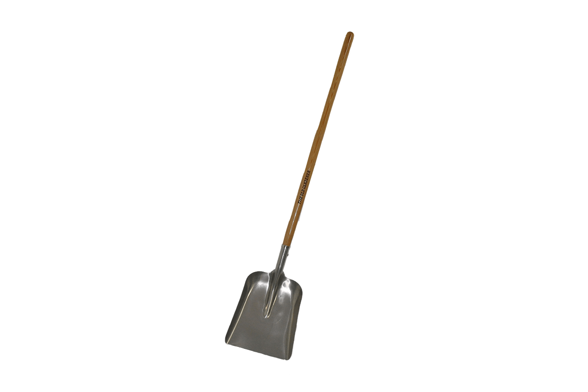 Aluminum coal shovel with wooden handle