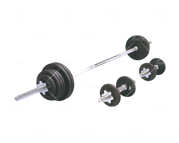 110LB Black Painted Barbell Set