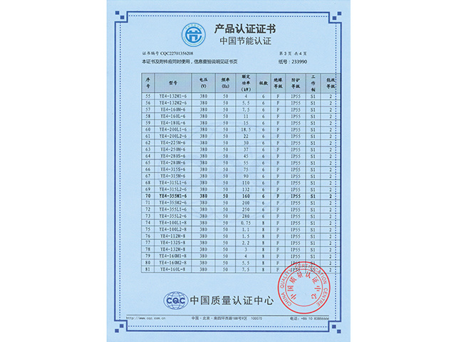 YE4节能认证证书