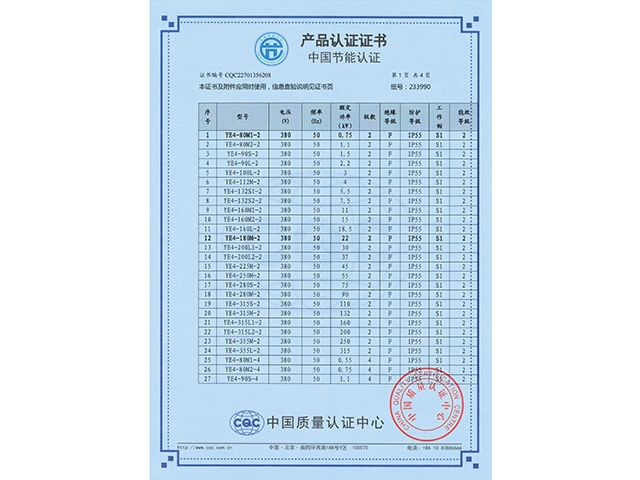 YE4节能认证证书