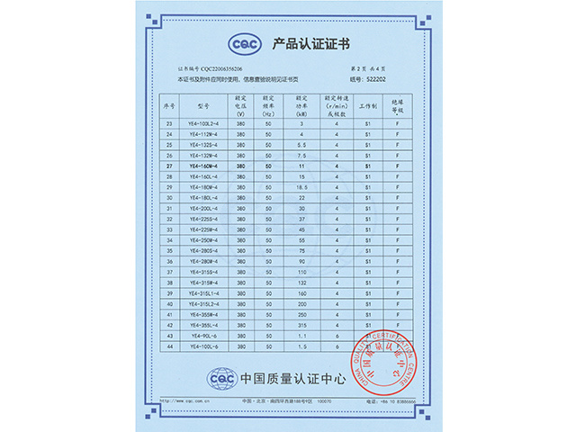 YE4CQC产品认证证书