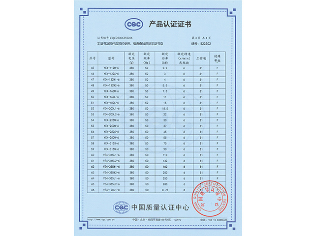 YE4CQC产品认证证书