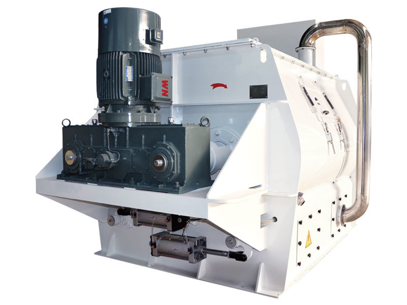 Biaxial gravity-free dry mortar mixer