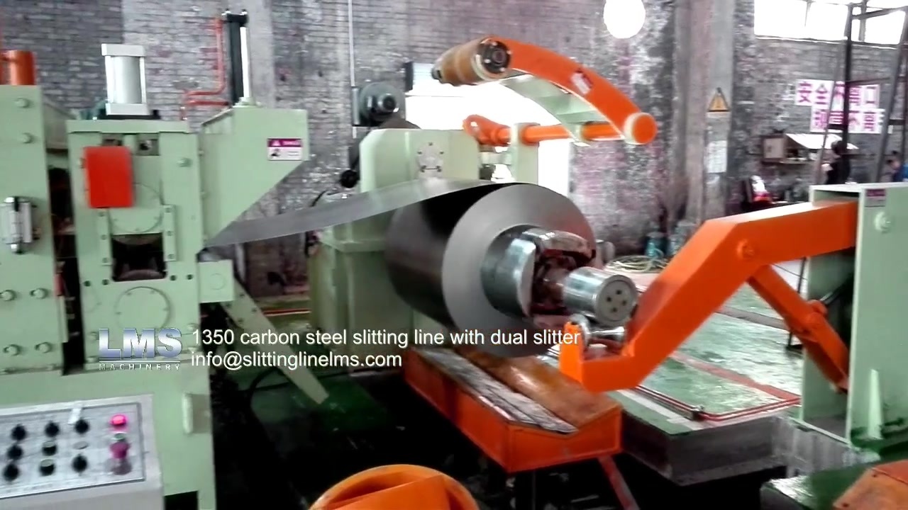 1350 carbon steel slitting line with dual slitter.mp4