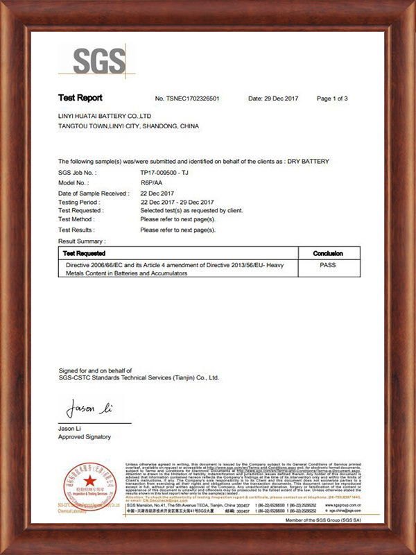 SGS R6P 2019 Certificat