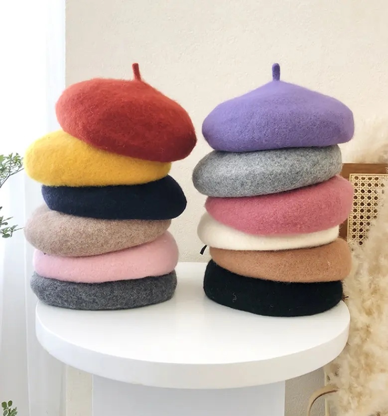 Boina de invierno cálido para damas y niñas | Gorra de boina de lana de pintor de moda en varios colores