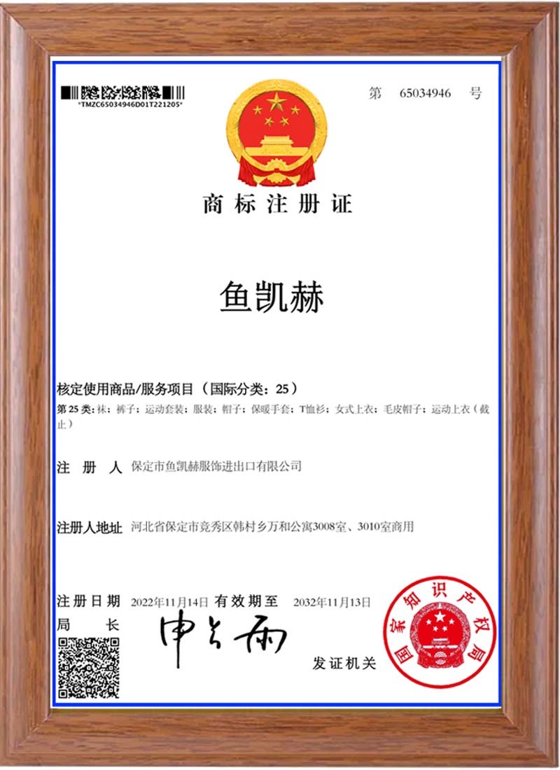 Trademark registration certificate