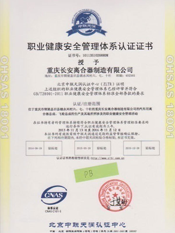 Occupational health and safety management system certification