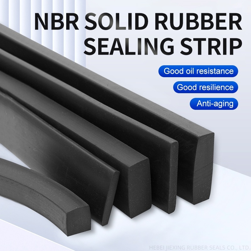 High elastic nitrile solid square strip Black dense rubber strip Waterproof rubber square strip Oil resistant and wear resistant solid flat strip Flexible nitrile solid sealing strip