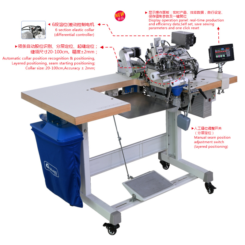 Automatic Smart T-shirt Round Neck-hoodie  Ribbed Collar/hem Overlock Sewing Machine