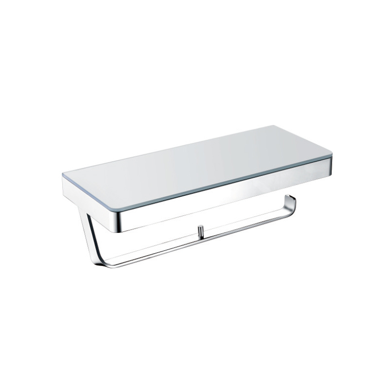 Double roll holder with shelf