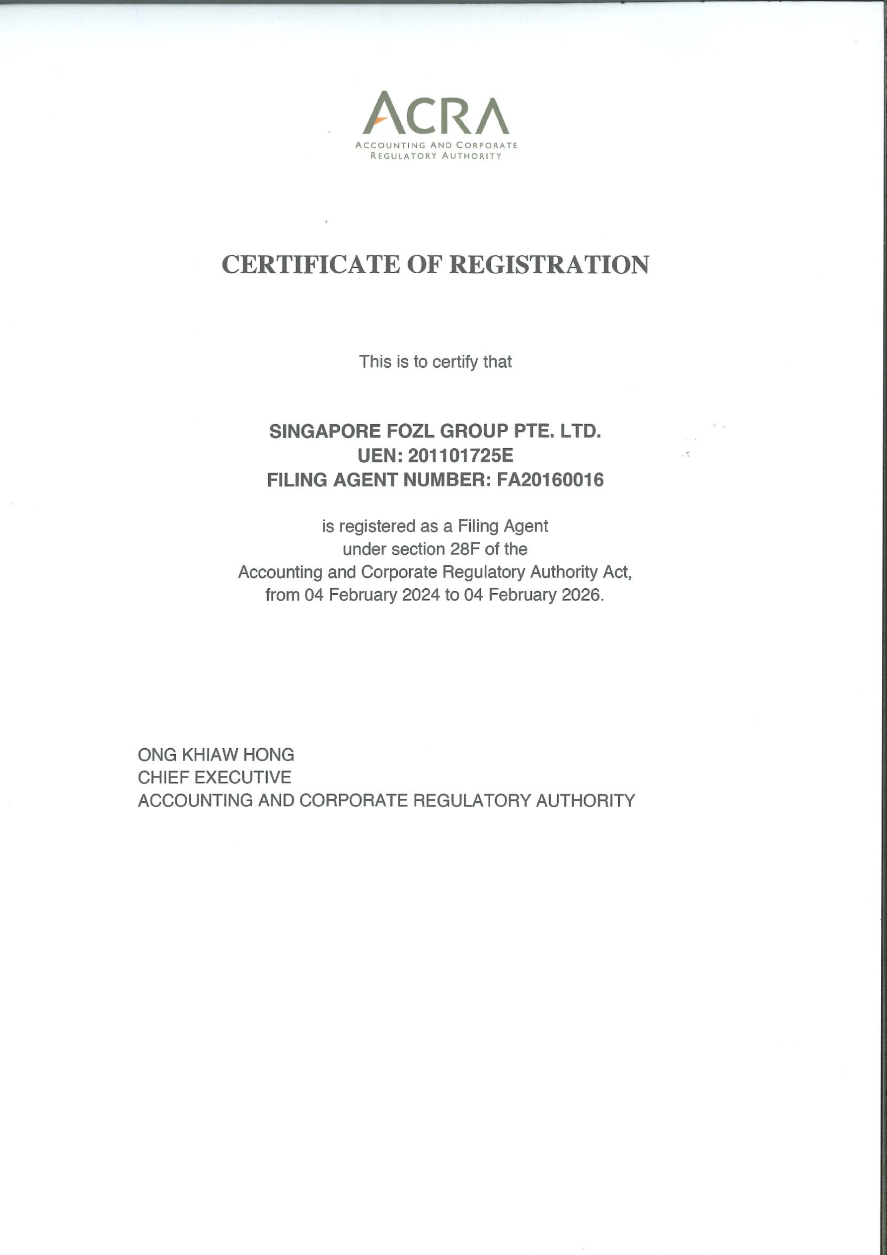ACRA License ACRA License