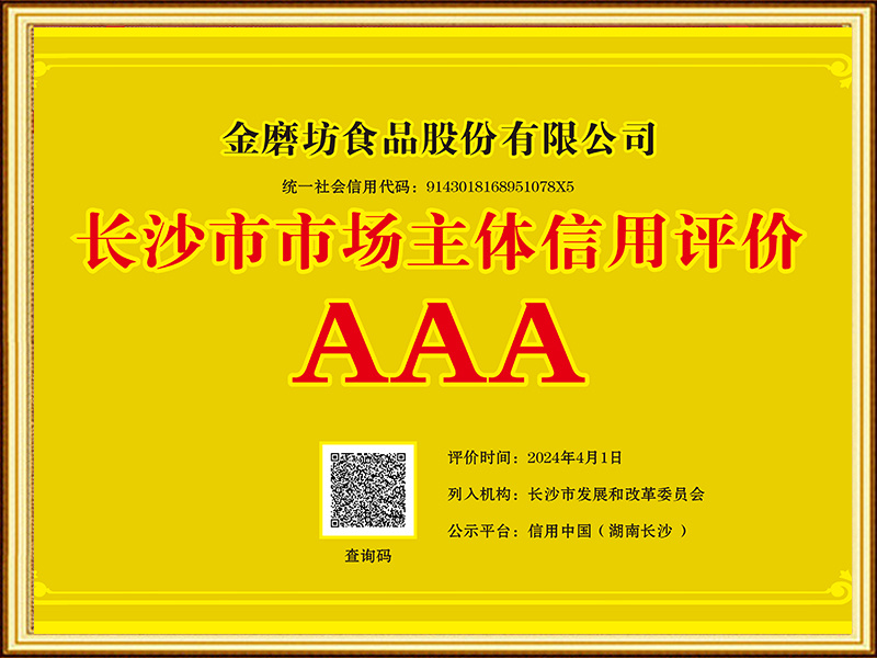 AAA Credit Evaluation of Market Entities in Changsha City