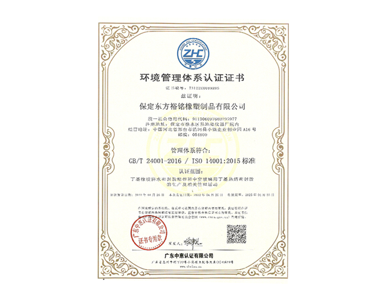 Environmental management system certification