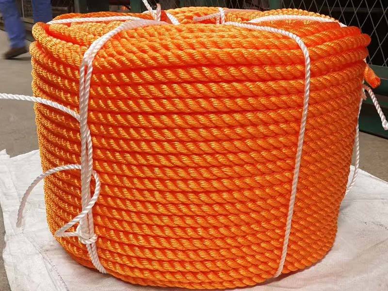 PP (polyethylene round wire) three-strand rope orange red