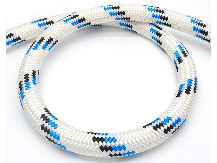 32-strand polyester double braided rope black blue white