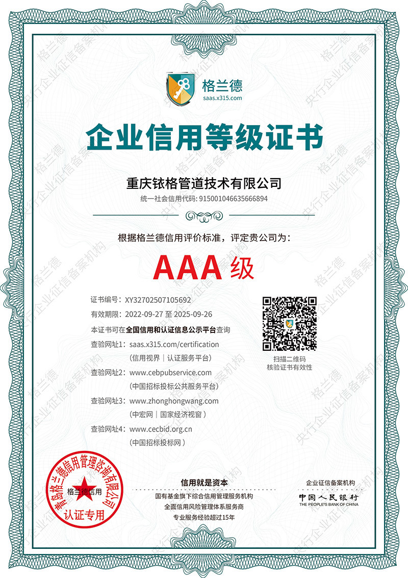 企业信用证书