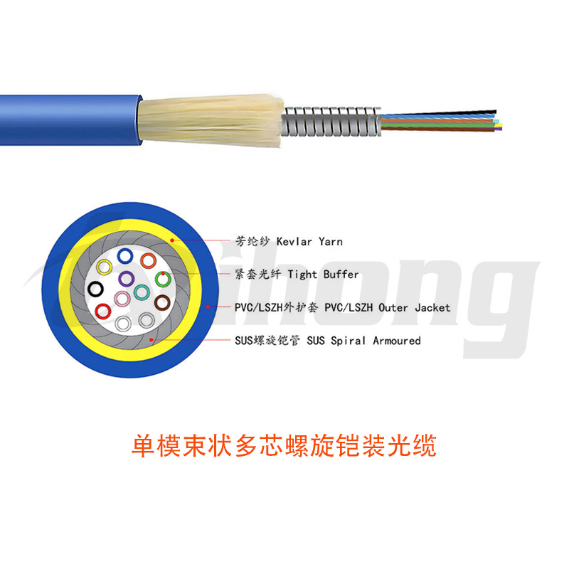 单模束状多芯螺旋铠装光缆4/6/8/12/24芯