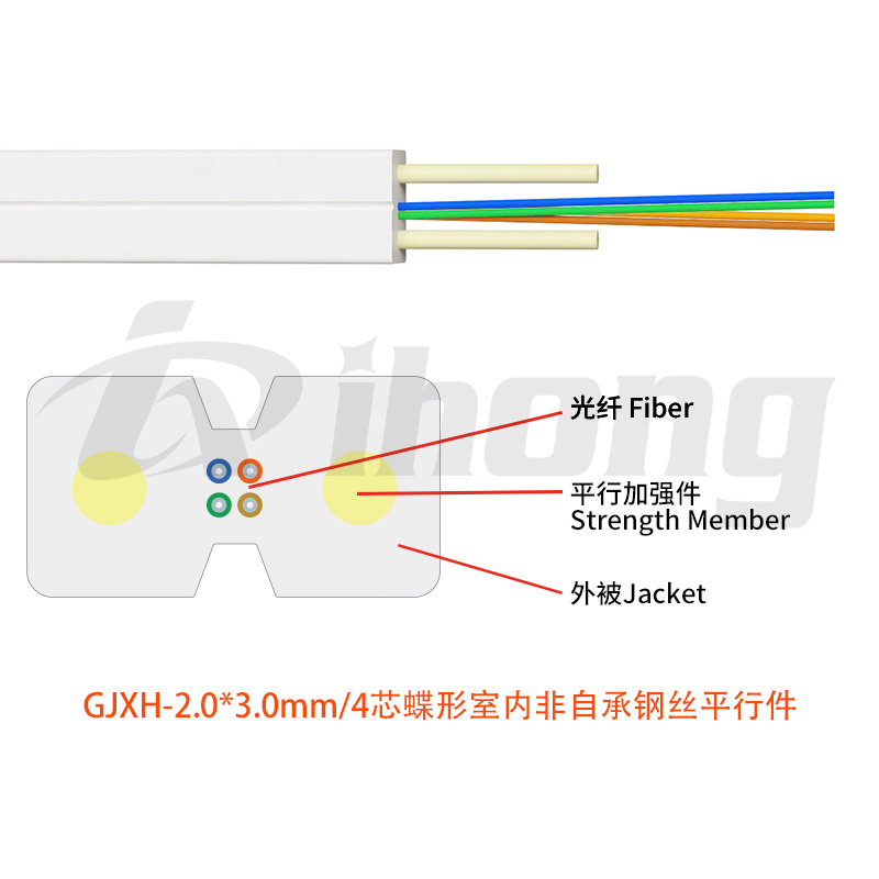 GJXH-2.0*3.0mm/1/2/4芯蝶形室内非自承钢丝平行件