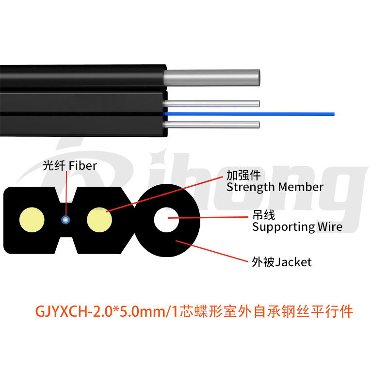 GJYXCH-2.0*5.0mm/1/2/4芯蝶形室外自承钢丝平行件