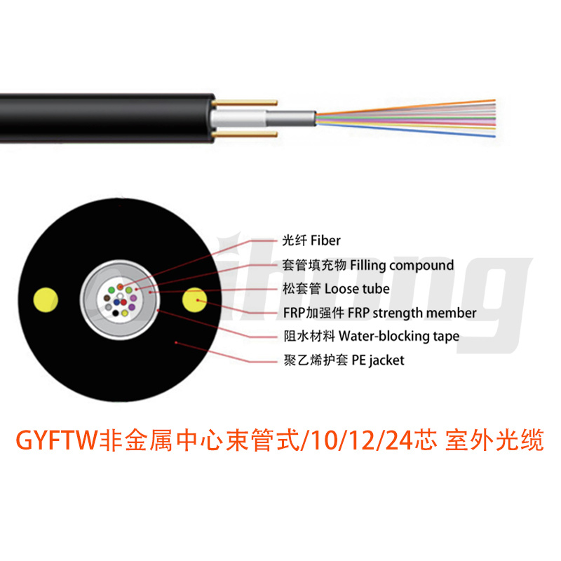 GYFTW非金属中心束管式 2/4/6/8/10/12/24芯 室外光缆