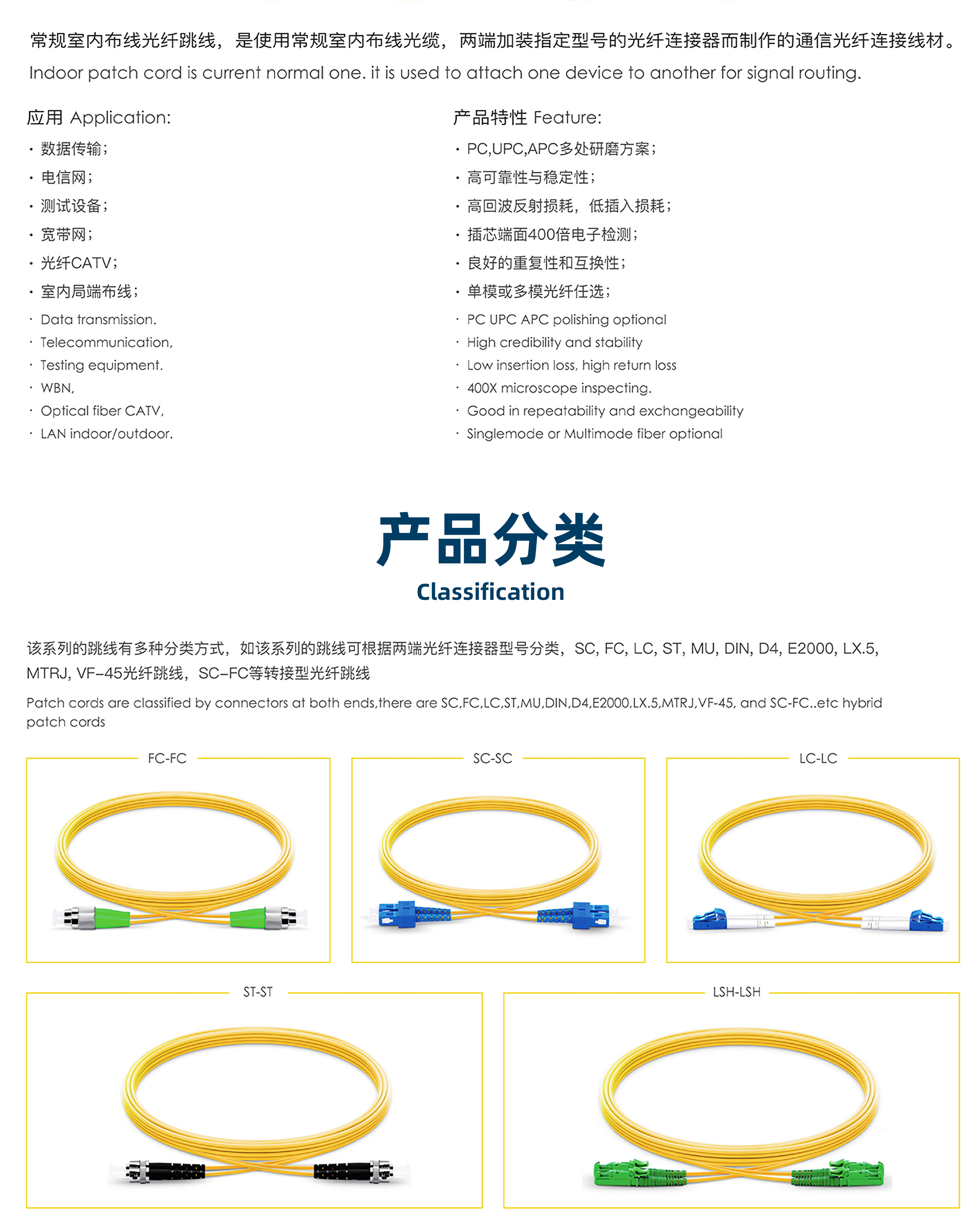 sc/lc/fc/st转接型 om4多模双芯光纤跳线