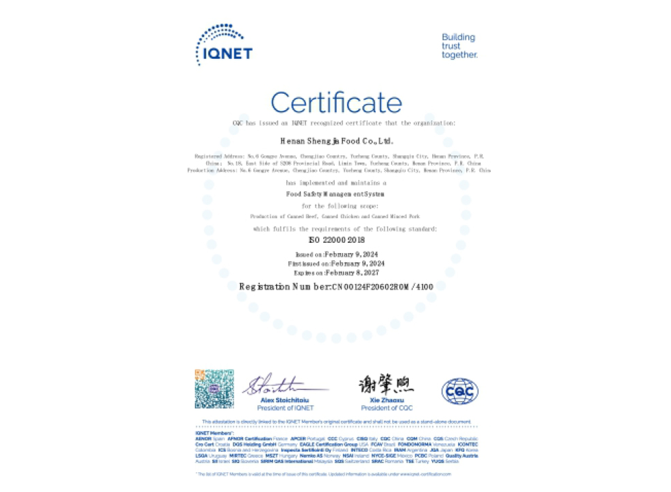 IQNET Recognized Certificates