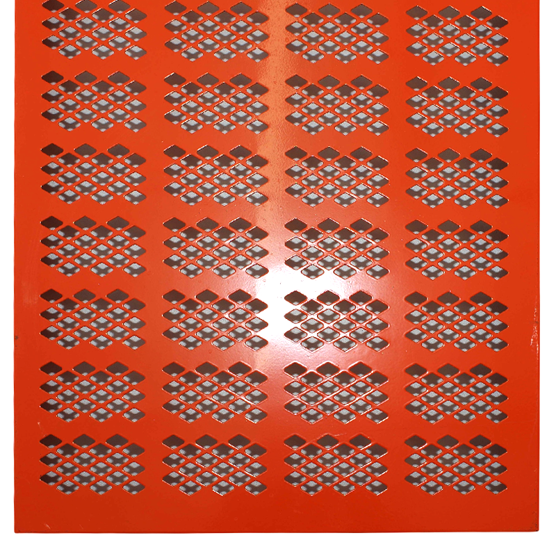 Red punched metal plate