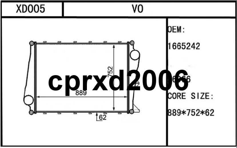 oe 1676590 intercooler/charge air cooler for volvo truck parts