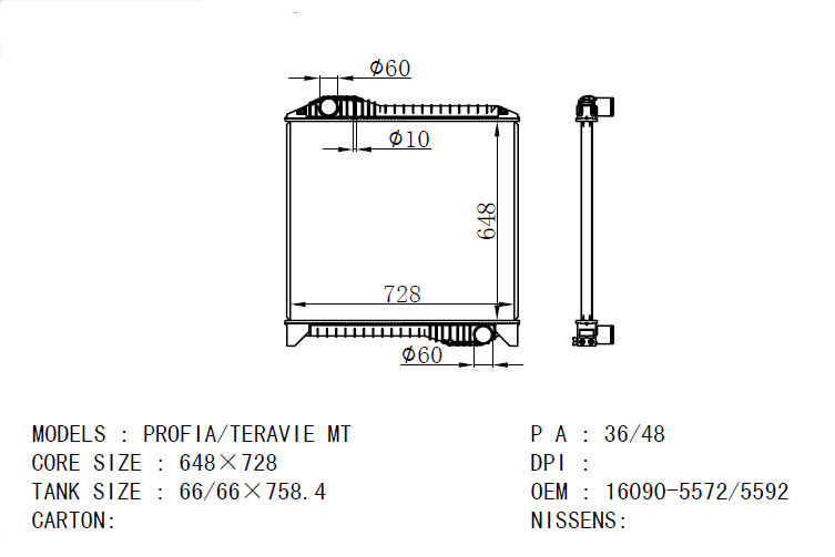 XD027 HINO profia radiator