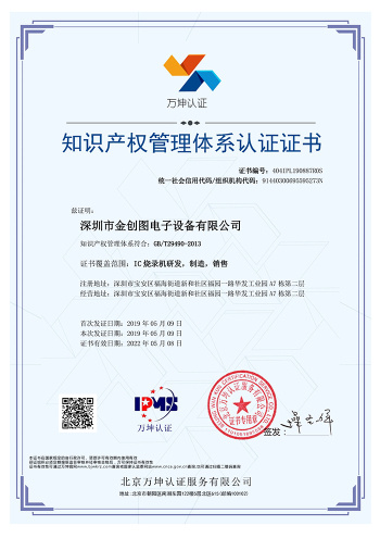 Intellectual Property Management System Certification Certificate 1