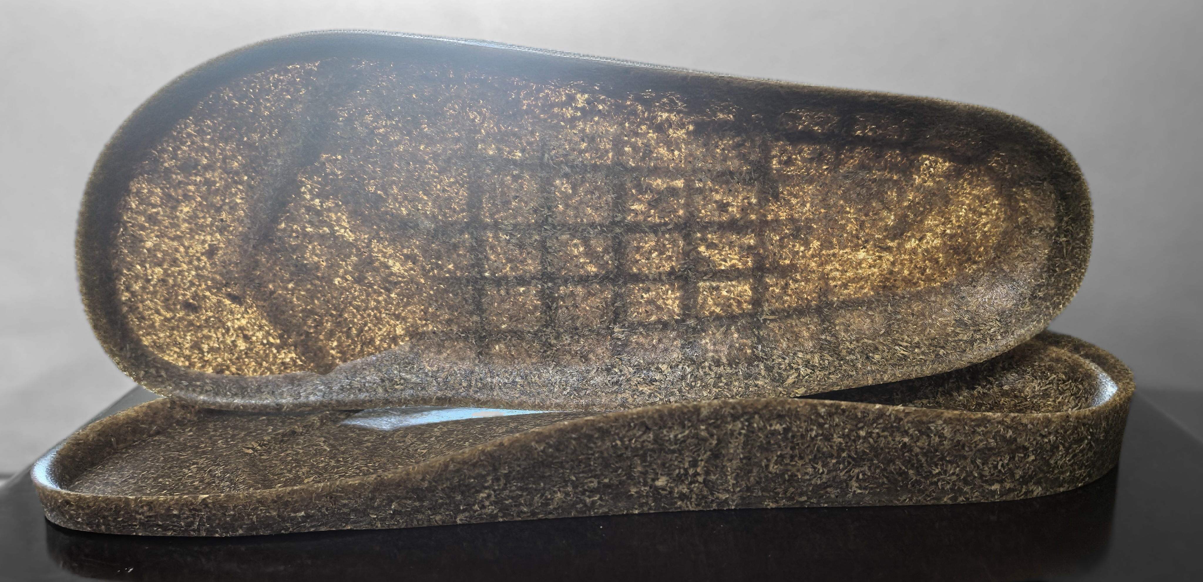 Wood chip shoe sole