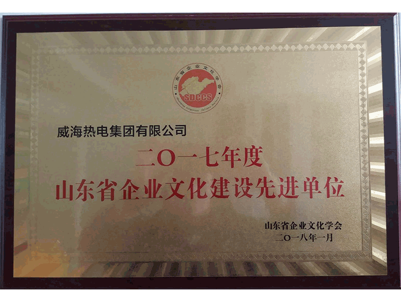 2017年度山東省企業(yè)文化建設先進單位