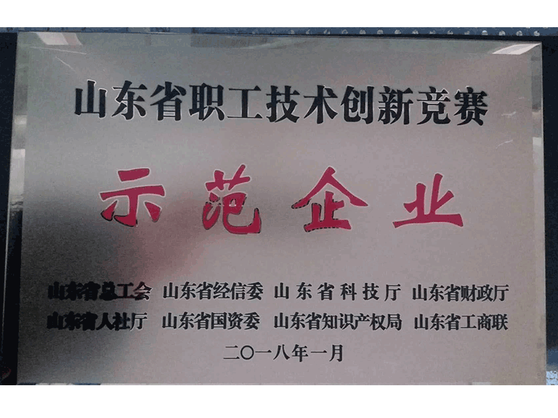 2018年山東省職工技術(shù)創(chuàng)新競賽示范企業(yè)