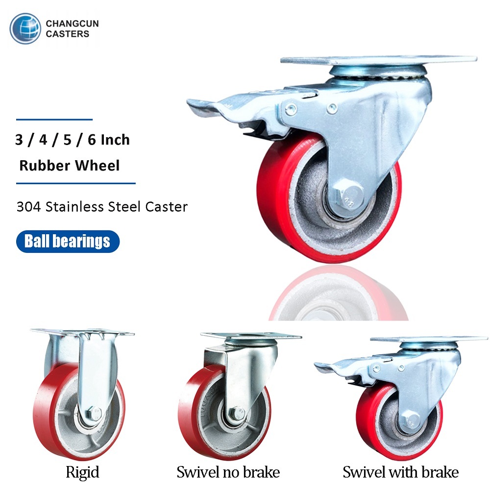 Iron Cast Pu Medium Duty Caster With Top Plate