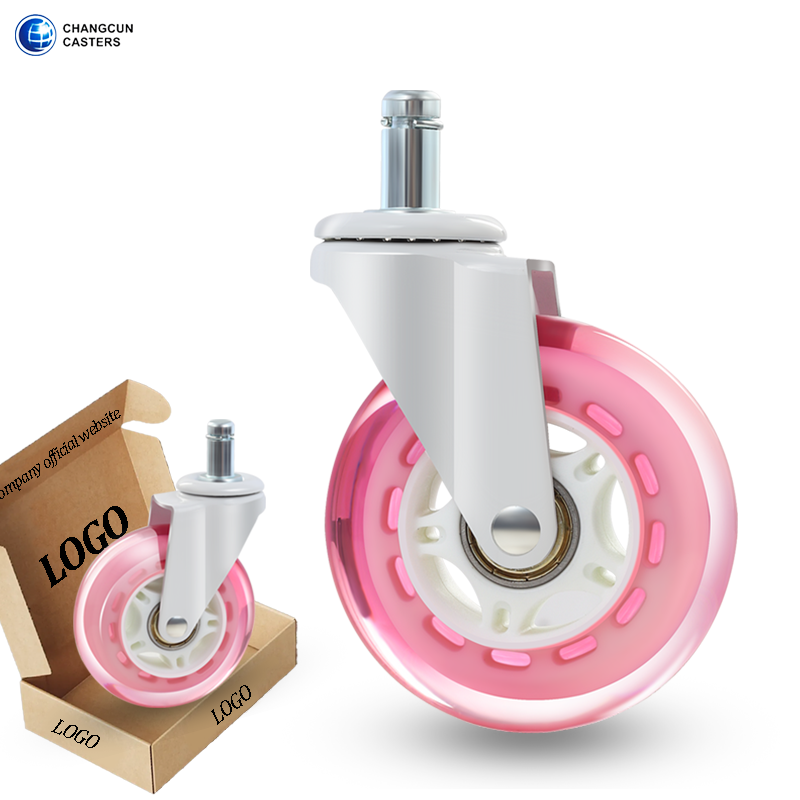3 Inch Girl's Chair Office Caster Pink And White Desk Castor Wheel Sweet Princess Style Silent Child Furniture Casters